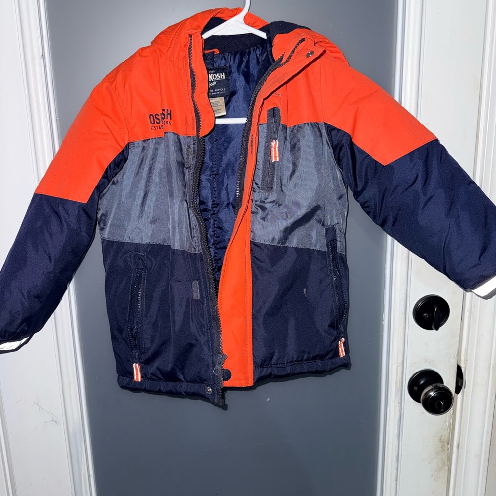 OshKosh B'gosh Kids Puffer Jacket - Orange, Gray, Navy